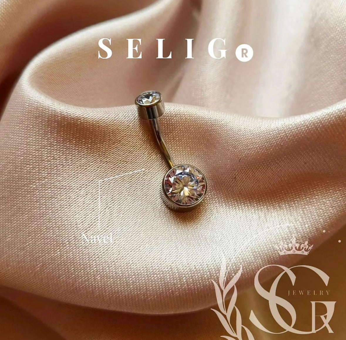 Navel circon plateado