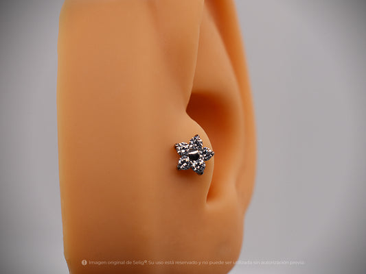 Piercing Flor circón blanco